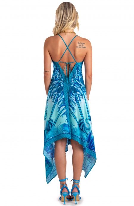 Pin Up Stars Abito Foulard Raso di Viscosa Palm Paradise Offerta