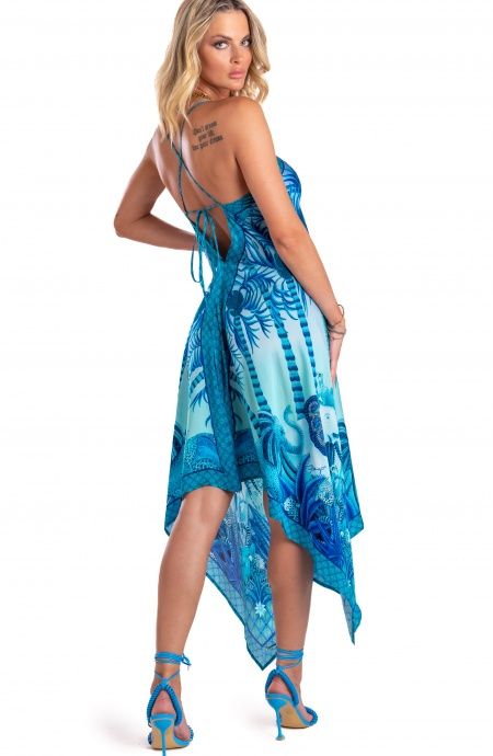 Pin Up Stars Abito Foulard Raso di Viscosa Palm Paradise Offerta