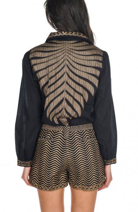 Pin Up Stars Tutina in Cotone Ricamo Foglia Oro Moda