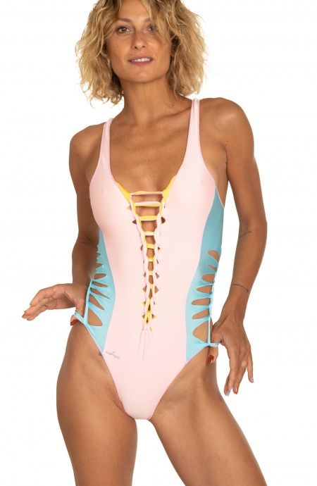 Pin Up Stars Costume Intero Double Cut Tinta Unita Spedizione Gratuita