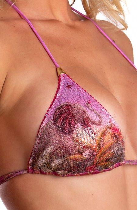 Pin Up Stars Bikini Triangolo Imbottito Palm Paradise Piquet Lurex e Paillettes Vendite Flash