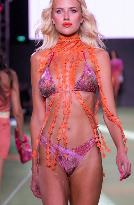 Pin Up Stars Bikini Triangolo Imbottito Palm Paradise Piquet Lurex e Paillettes Vendite Flash