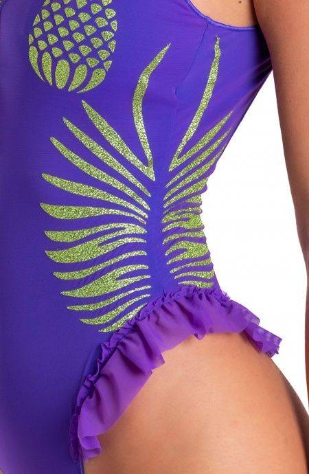 Pin Up Stars Costume Intero Tulle Stampa Ananas Lurex Moda