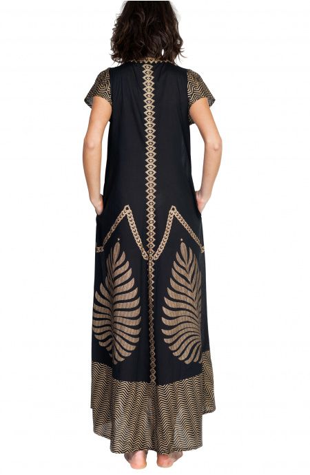 Pin Up Stars Long Dress In Cotone Foglia Oro 2025
