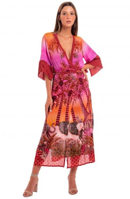 Pin Up Stars Kimono Mussola di Viscosa Palm Paradise Shopping Online