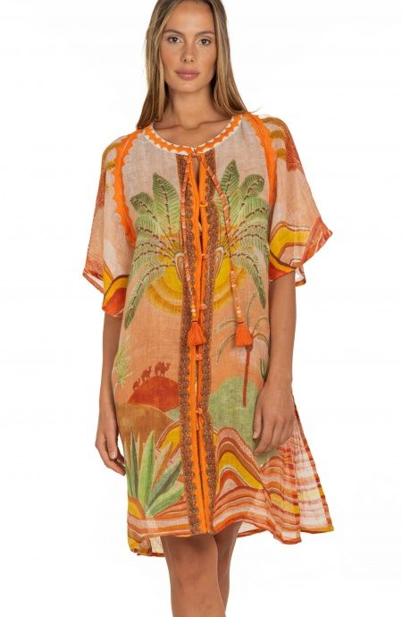 Pin Up Stars Poncho In Garza Stampa Dune Presa