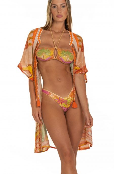 Pin Up Stars Poncho In Garza Stampa Dune Presa