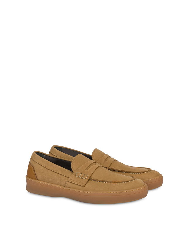 Pollini Mocassini In Nabuk Idro Hunter Cammello/cuoio Sottocosto