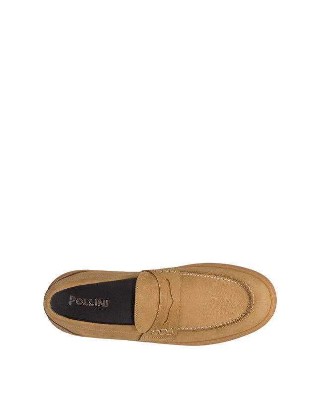 Pollini Mocassini In Nabuk Idro Hunter Cammello/cuoio Sottocosto