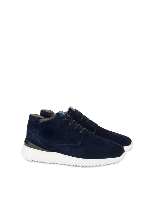 Pollini Desert Boot In Crosta Norfolk Blu Convenienza