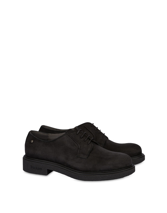 Pollini Derby In Crosta Cerata Gentlemen's Club Nero In Saldo
