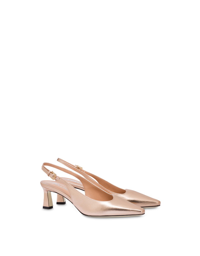 Pollini Slingback In Nappa Laminata Wave Rame Spedizione Gratuita
