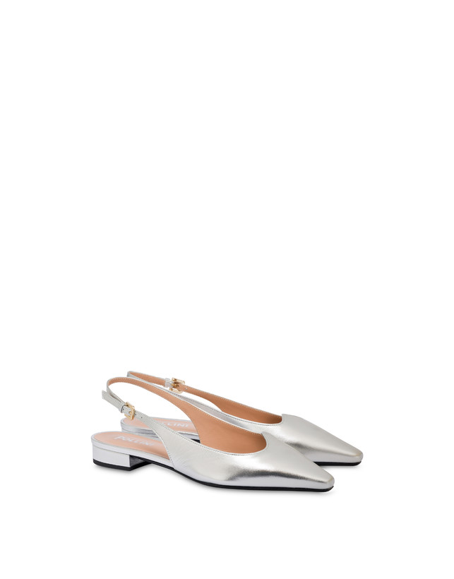 Pollini Ballerina In Nappa Laminata Wave Argento Negozi Online