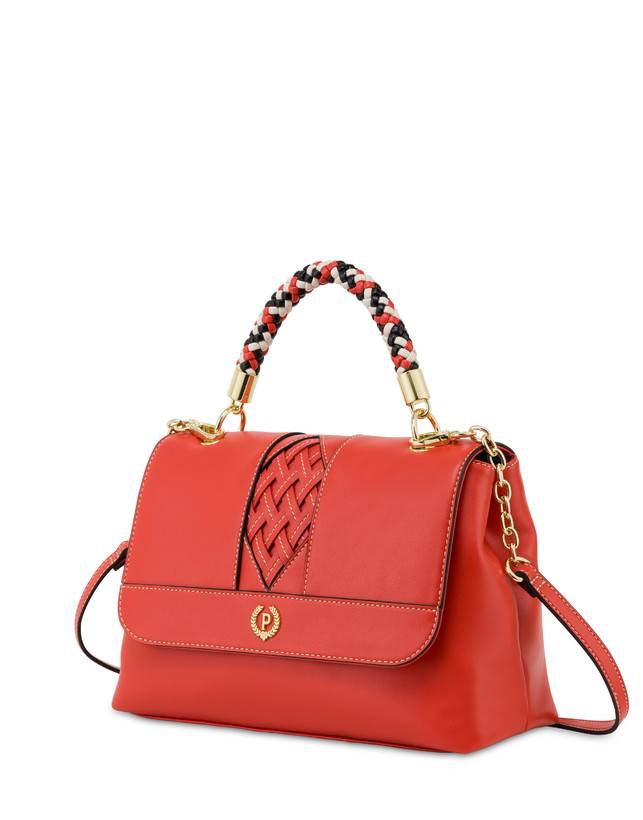 Pollini Borsa Top Handle Con Intreccio Agadir Arancio Presa