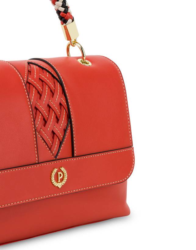 Pollini Borsa Top Handle Con Intreccio Agadir Arancio Presa