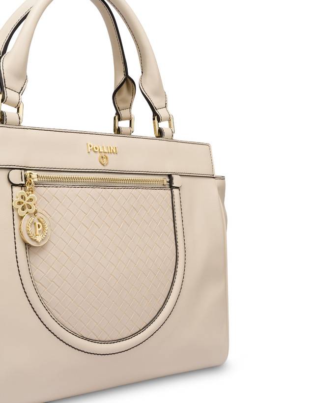 Pollini Borsa Doppio Manico Half Moon Avorio/avorio Online