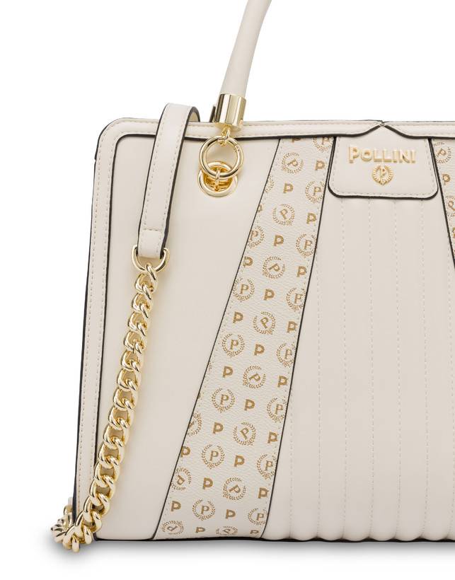 Pollini Borsa Doppio Manico Shell Avorio/avorio Saldi