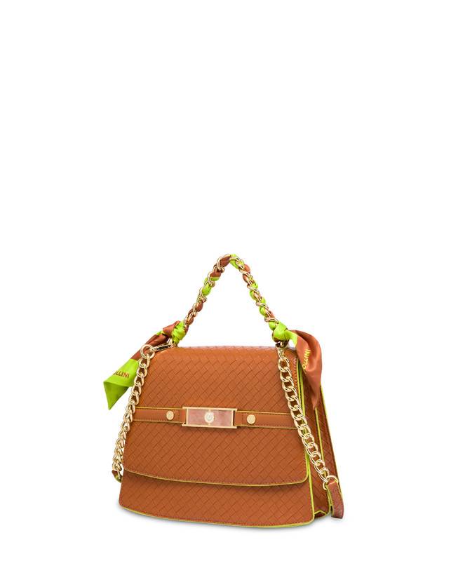 Pollini Borsa A Mano Con Foulard Color Explosion Cuoio/cuoio Saldi Di Fabbrica