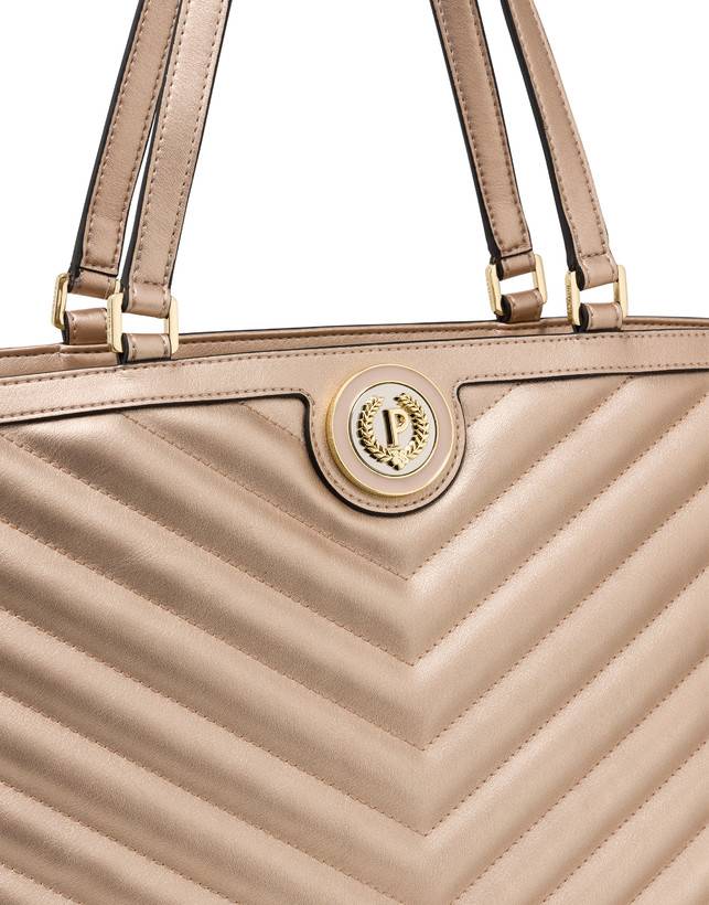 Pollini Tote Bag Matelassé Sunbeam Rose Gold Vendite Flash