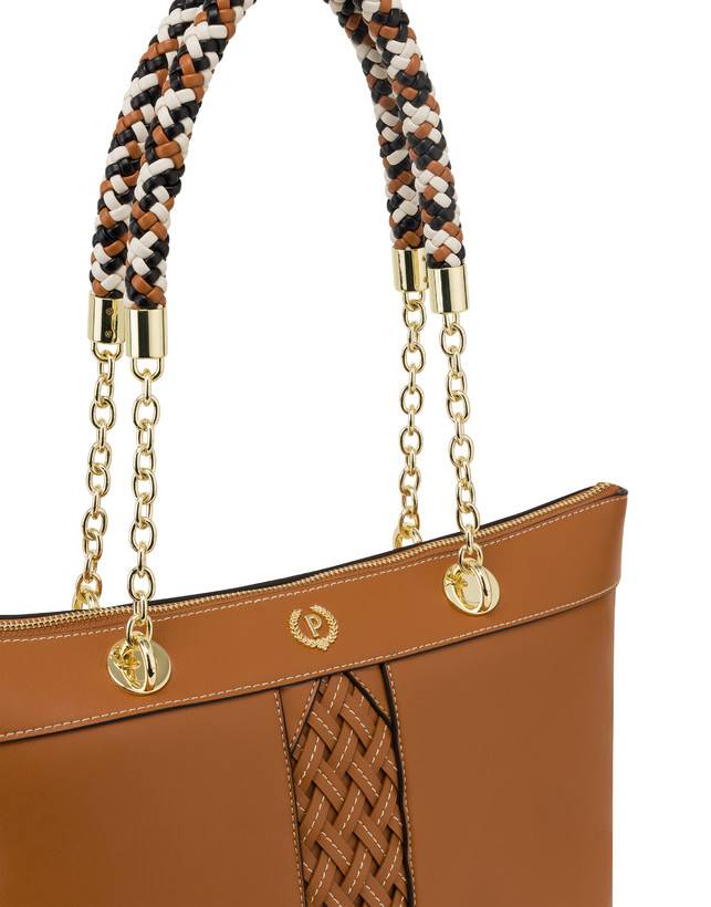 Pollini Shopper Con Intreccio Agadir Cuoio Moda
