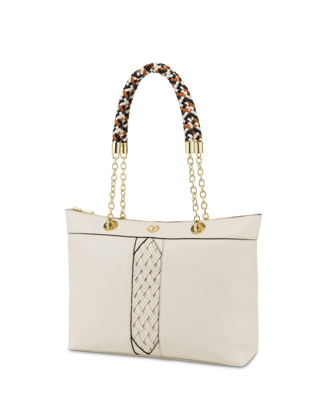 Pollini Shopper Con Intreccio Agadir Avorio 2025
