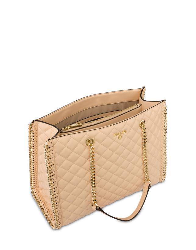 Pollini Tote Bag Trapuntata Interlock Beige/beige Italy