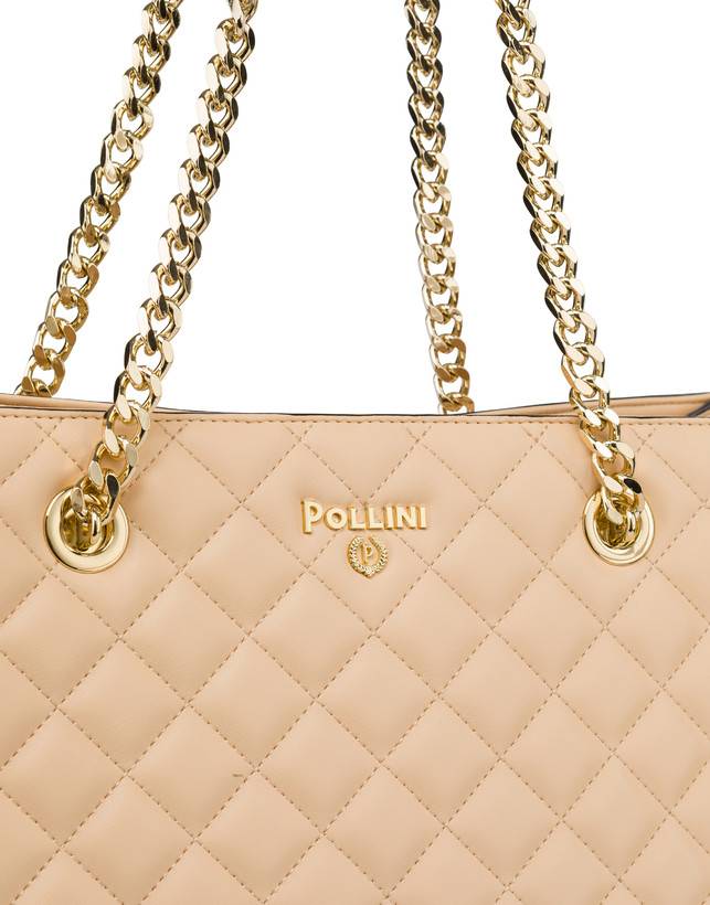 Pollini Tote Bag Trapuntata Interlock Beige/beige Italy