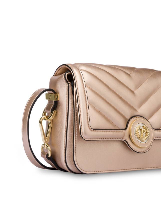 Pollini Borsa A Tracolla Matelassé Sunbeam Rose Gold In Linea