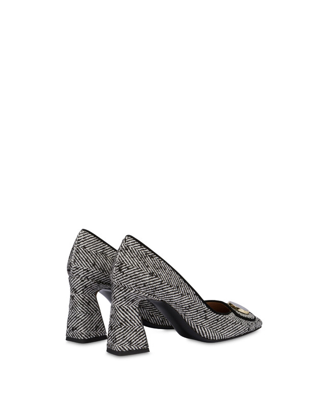 Pollini Décolleté In Tessuto Spigato Dama Bianco-nero/nero Vendita