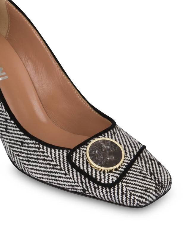 Pollini Décolleté In Tessuto Spigato Dama Bianco-nero/nero Vendita