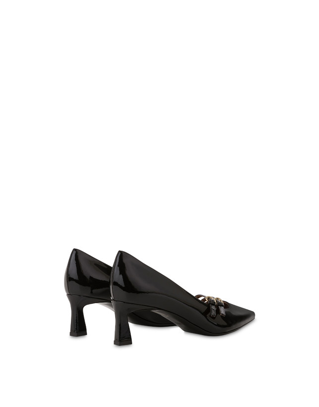 Pollini Décolleté In Vernice Bi-buckle Nero Consegna Veloce