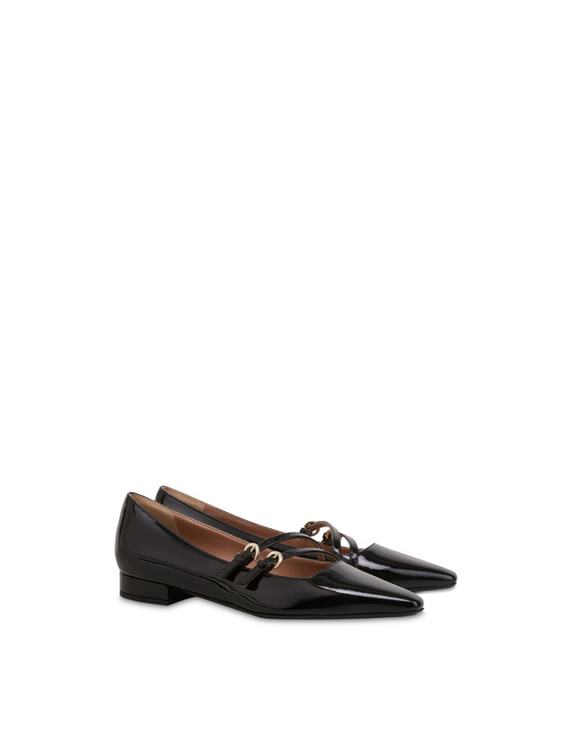 Pollini Ballerine In Vernice Bi-buckle Nero Convenienza