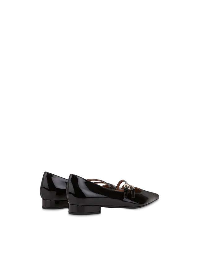 Pollini Ballerine In Vernice Bi-buckle Nero Convenienza