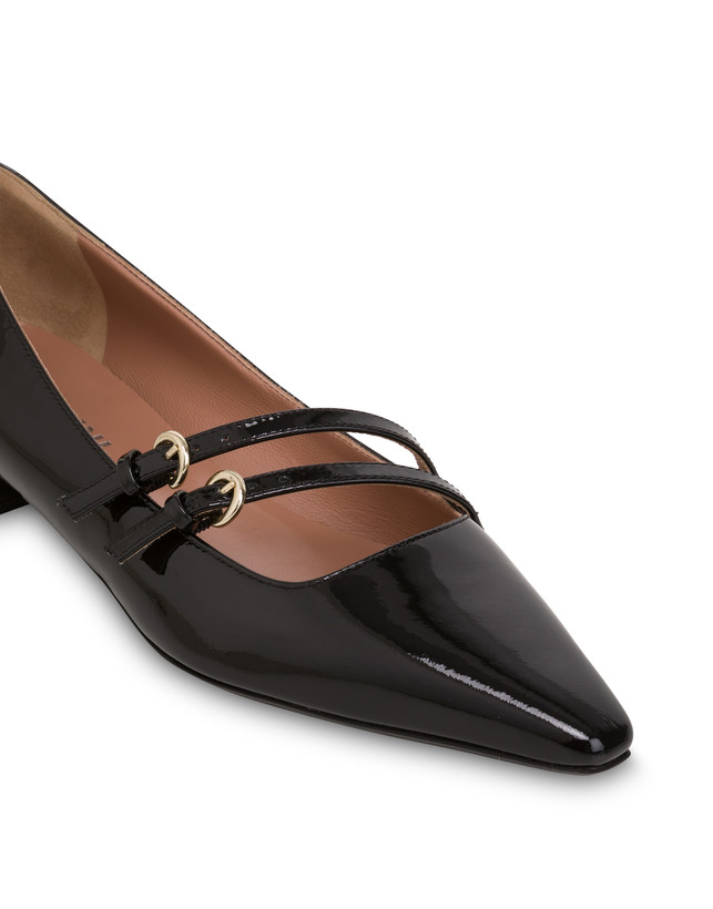 Pollini Ballerine In Vernice Bi-buckle Nero Convenienza