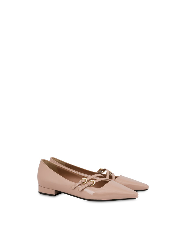 Pollini Ballerine In Vernice Bi-buckle Antico Novità