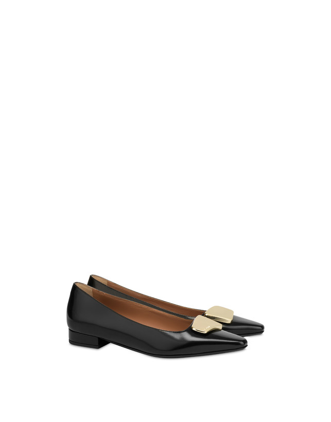 Pollini Ballerine In Vitello Abrasivato Bullion Nero Presa