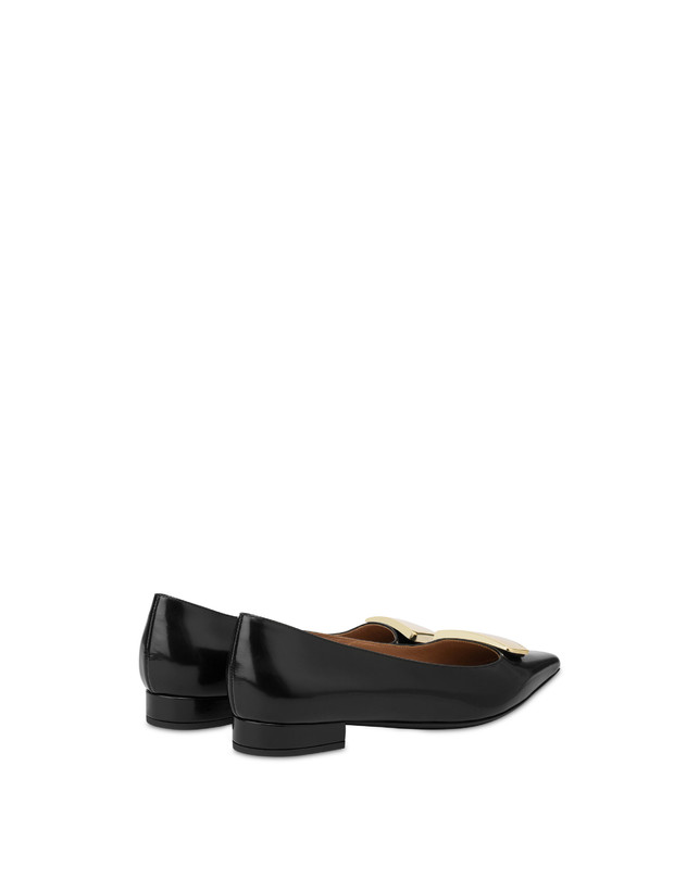 Pollini Ballerine In Vitello Abrasivato Bullion Nero Presa