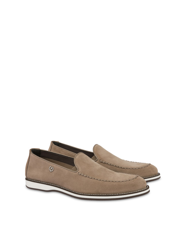 Pollini Mocassini In Crosta Green Field Beige Vendita Calda