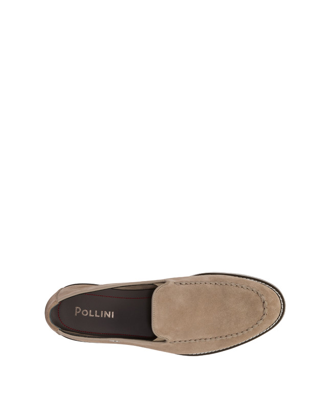 Pollini Mocassini In Crosta Green Field Beige Vendita Calda
