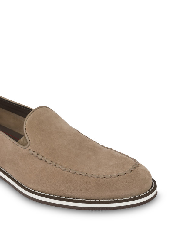 Pollini Mocassini In Crosta Green Field Beige Vendita Calda
