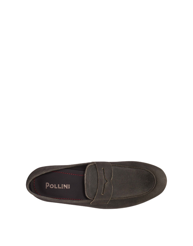 Pollini Mocassini In Scamosciato Flexy Grafite Vendita Economica