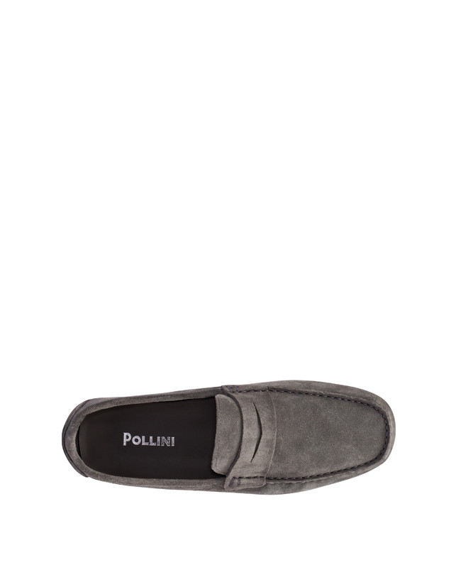 Pollini Mocassini Driver In Crosta Eazy Grafite Saldi Di Fabbrica