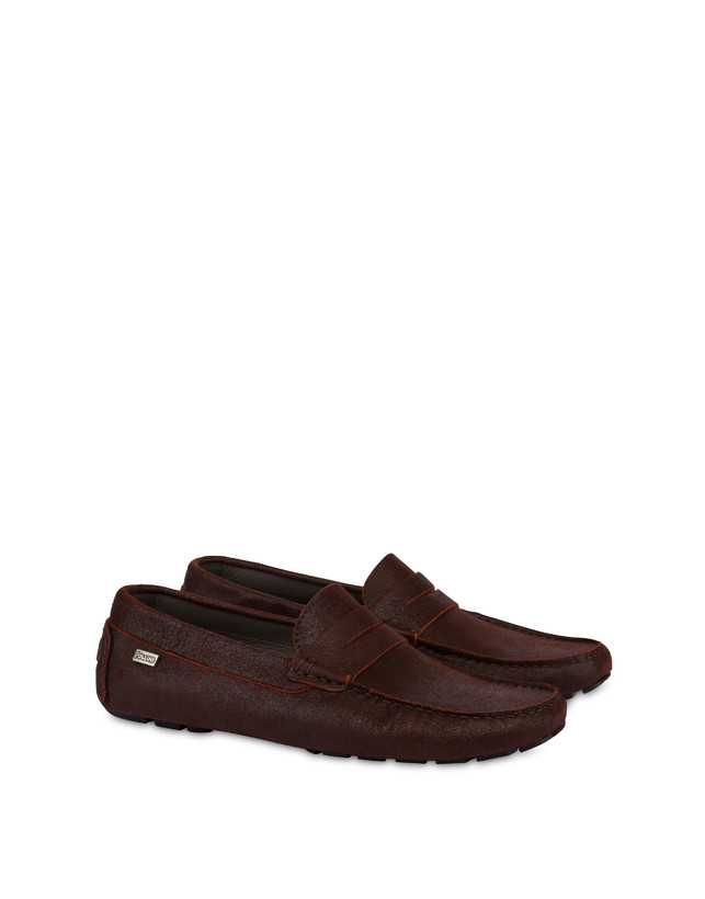Pollini Mocassini In Capra Drivers Ruggine In Saldo