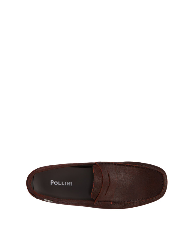 Pollini Mocassini In Capra Drivers Ruggine In Saldo