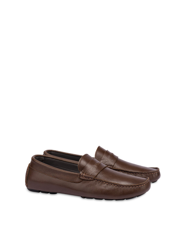 Pollini Mocassini Driver In Vitello Eazy Fango Nuova
