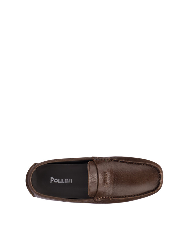 Pollini Mocassini Driver In Vitello Eazy Fango Nuova