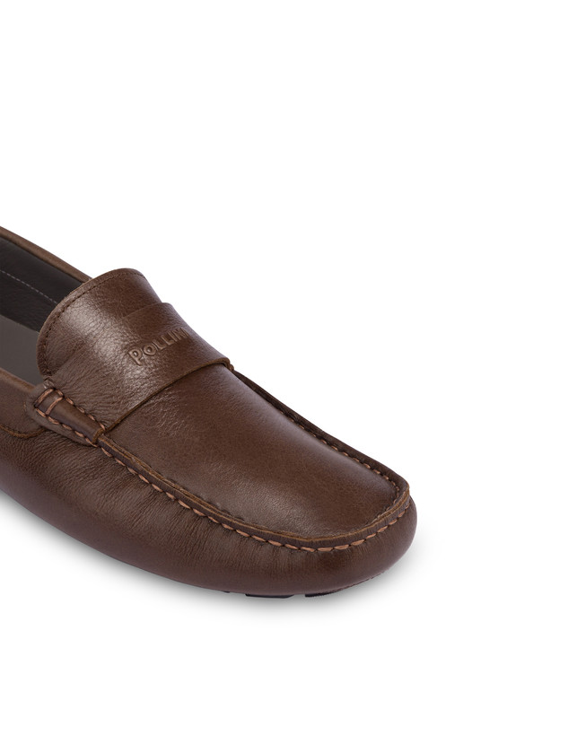 Pollini Mocassini Driver In Vitello Eazy Fango Nuova