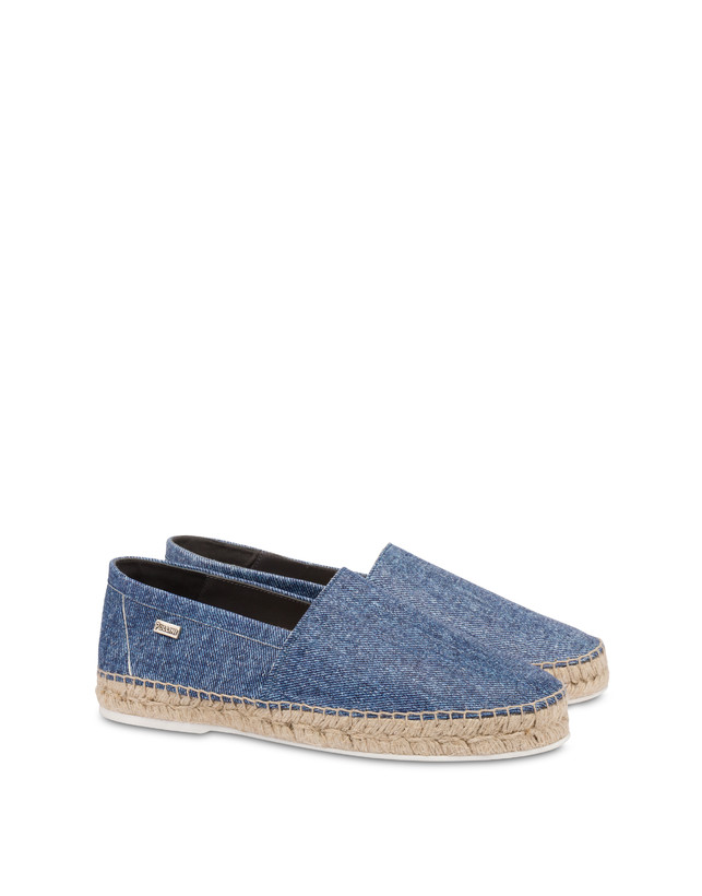 Pollini Espadrillas In Capra Stampa Denim Blu Italia