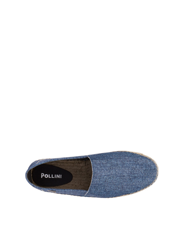 Pollini Espadrillas In Capra Stampa Denim Blu Italia