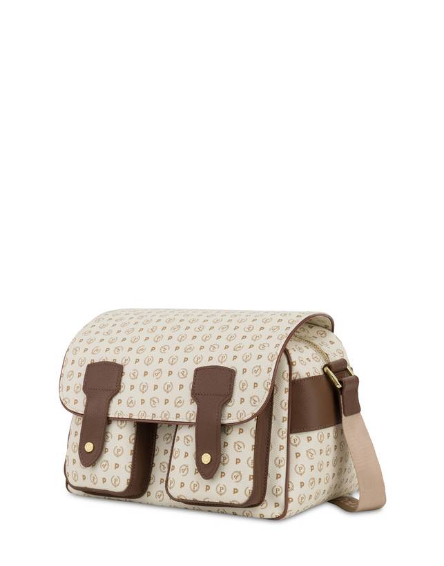 Pollini Borsa A Spalla Multitasche Heritage Logo Classic Avorio/marrone Promozione Limitata